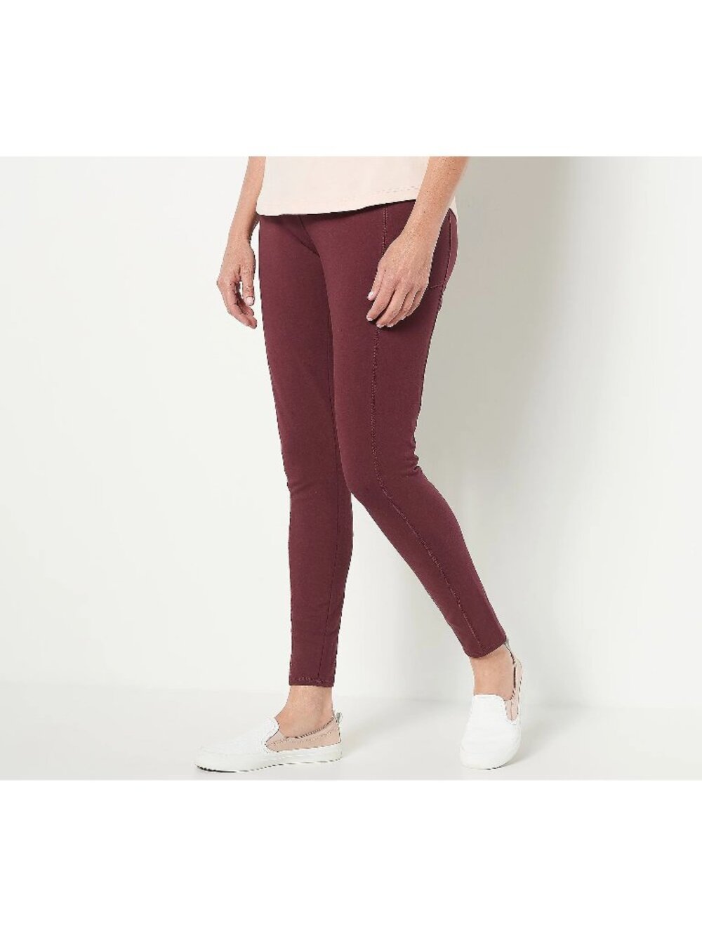 Denim and Co Active Tall Duo Stretch Pant with Side Pocket Deep Burgundy Tall 1X